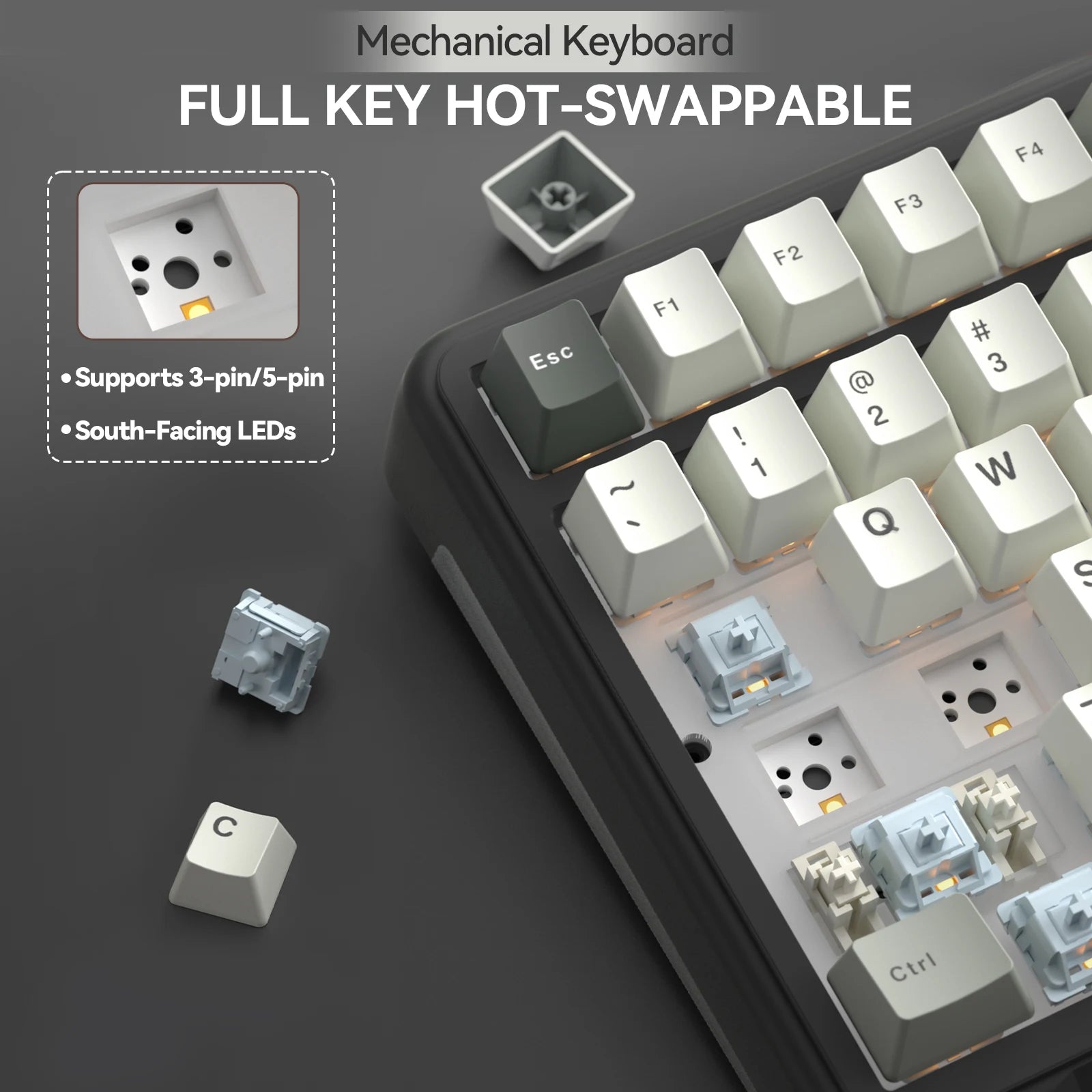 SOLAKAKA A99 Pro Mechanical Keyboard with LCD Screen Metal Knob Wireless Gaming Keyboard Hot Swappable Creamy Keyboard