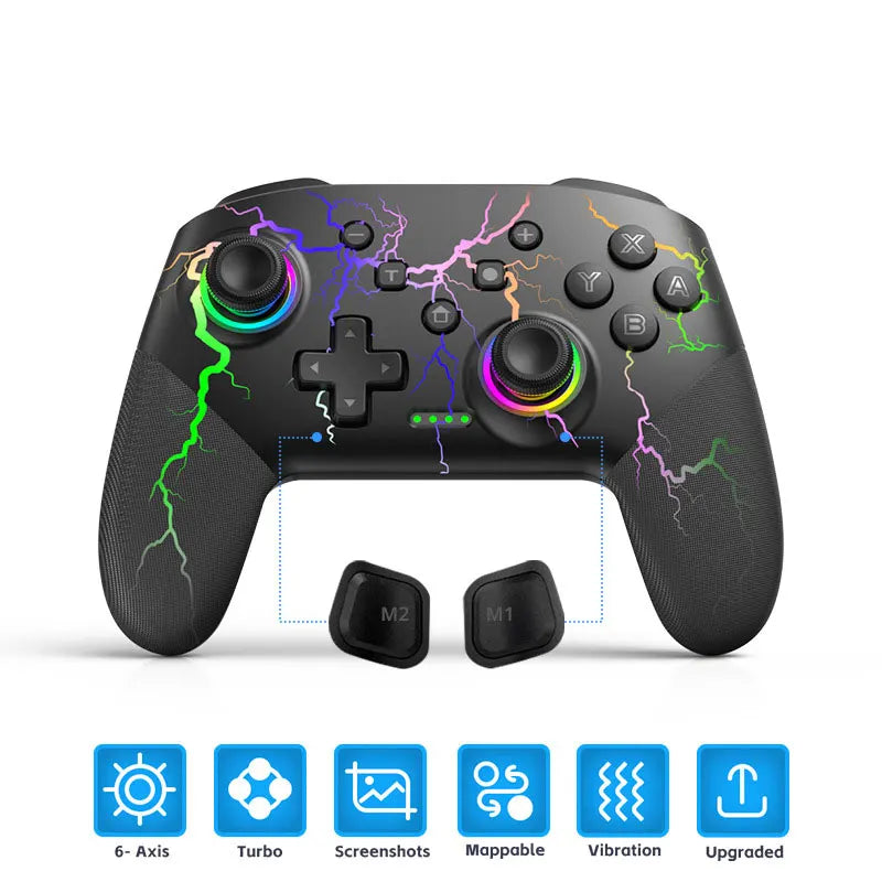 Wireless Gaming Controller Dual Shock Gamepad for Switch PC Android iOS Ergonomic Handle with Phone Clip and Joystick Accessory