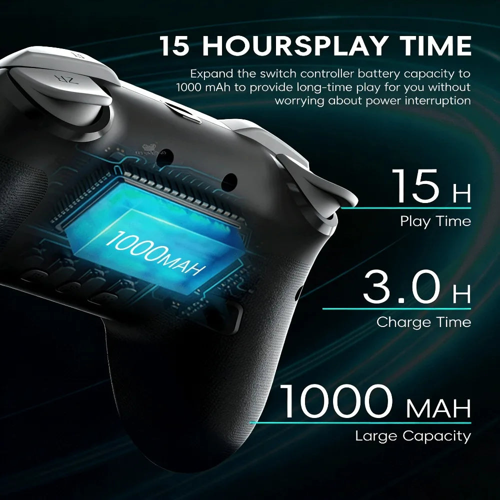 Wireless Gaming Controller Dual Shock Gamepad for Switch PC Android iOS Ergonomic Handle with Phone Clip and Joystick Accessory
