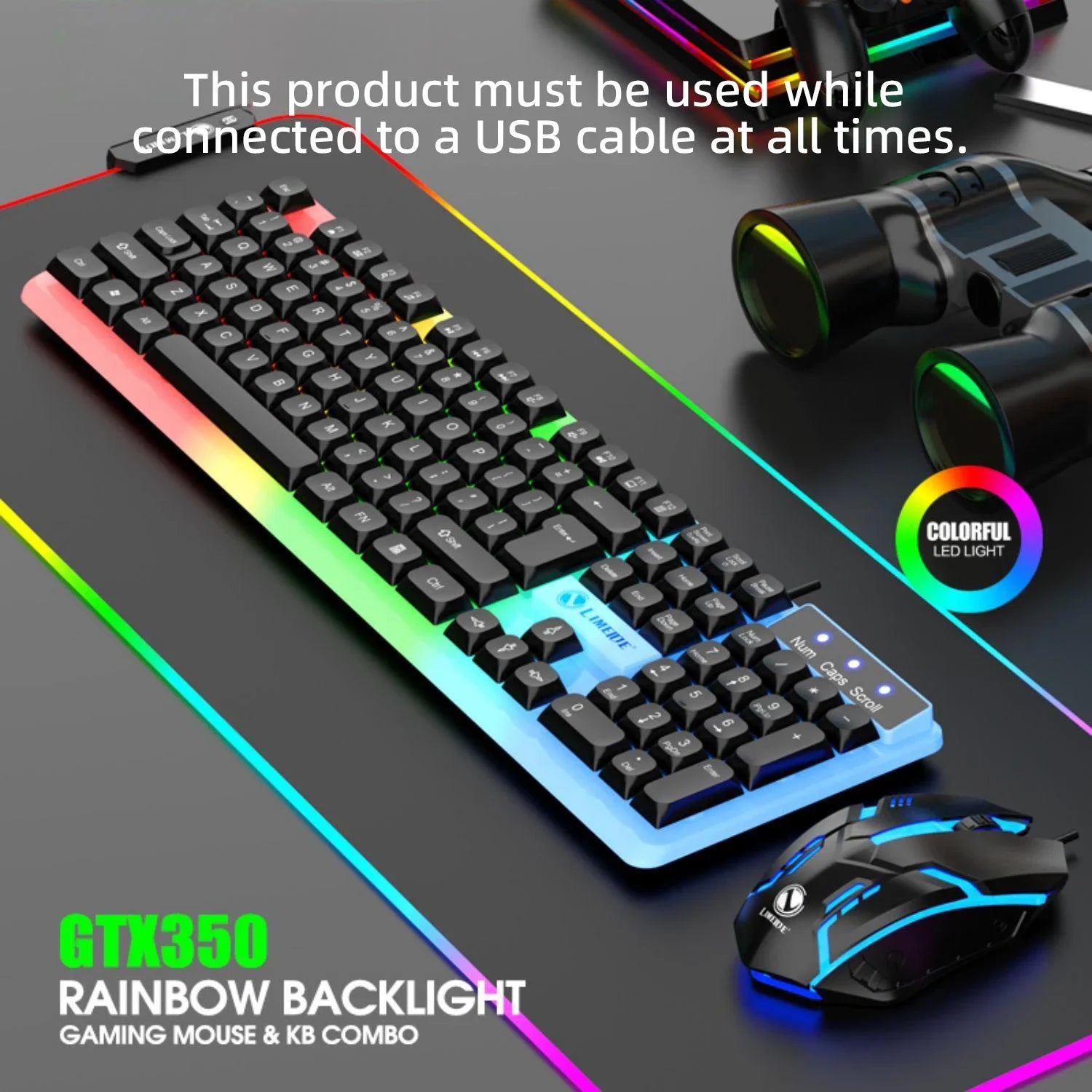 Mechanical Feel Keyboard and Mouse Set, with RGB LED Backlight, USB Wired - 104 Keys - Ideal Choice for Gaming and Office