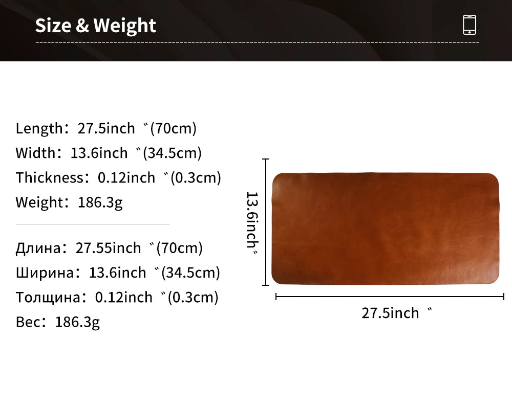 Handmade Top Grain Cowhide Genuine Leather Laptop Desk Mat Computer Retro Premium Luxury Oil Wax Leather Keyboard and Mouse Pads