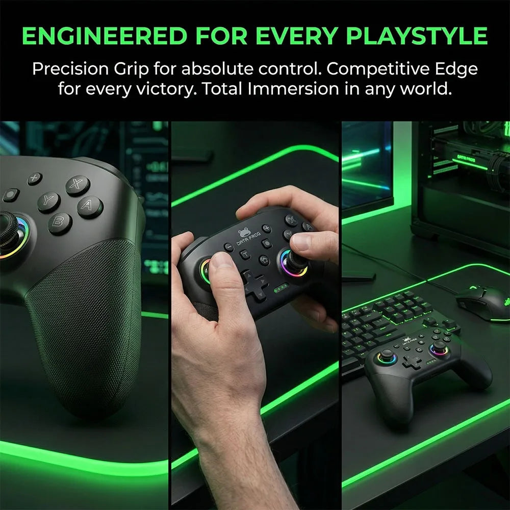 Wireless Gaming Controller Dual Shock Gamepad for Switch PC Android iOS Ergonomic Handle with Phone Clip and Joystick Accessory