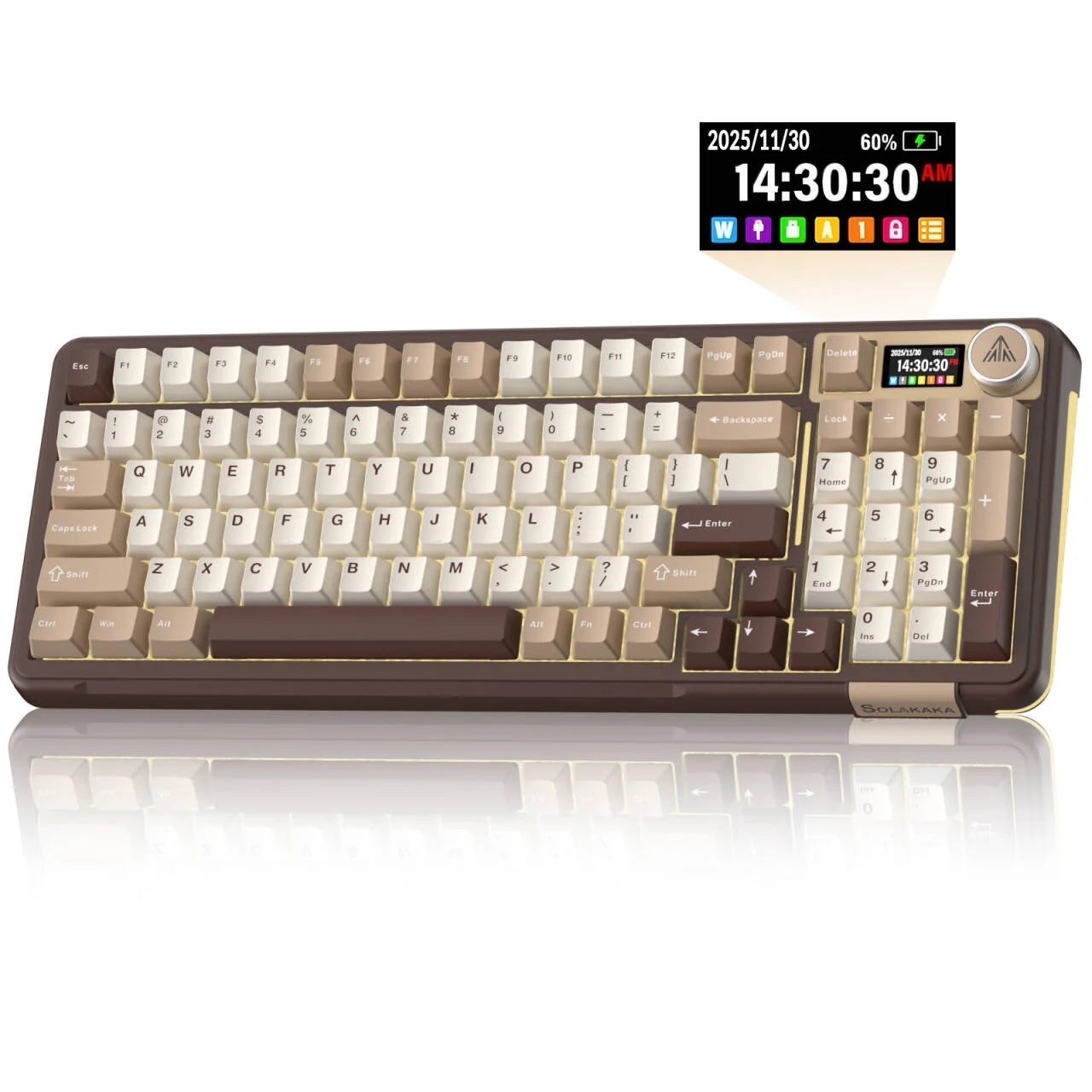 SOLAKAKA A99 Pro Mechanical Keyboard with LCD Screen Metal Knob Wireless Gaming Keyboard Hot Swappable Creamy Keyboard