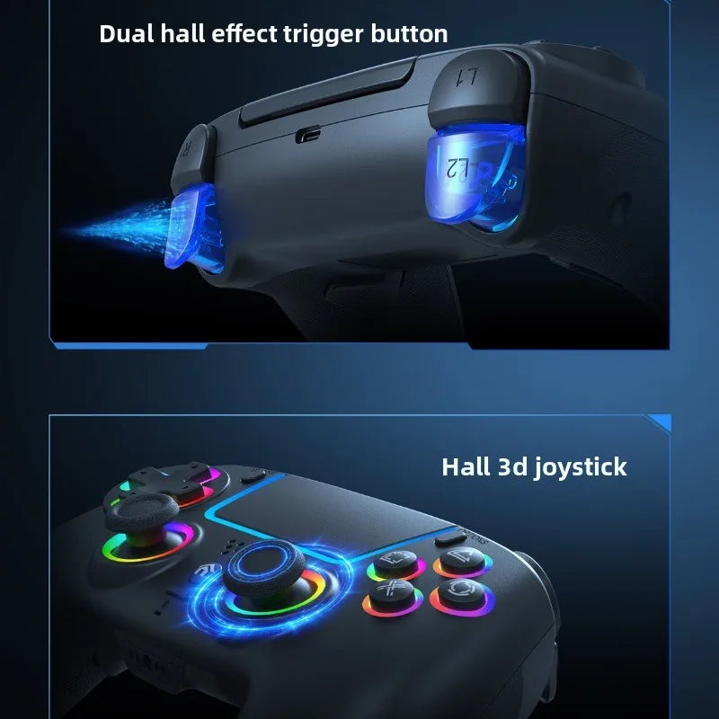 PS5 Bluetooth gamepad, Hall linear trigger, wireless controller with RGB light 1000mAh battery life, custom programming
