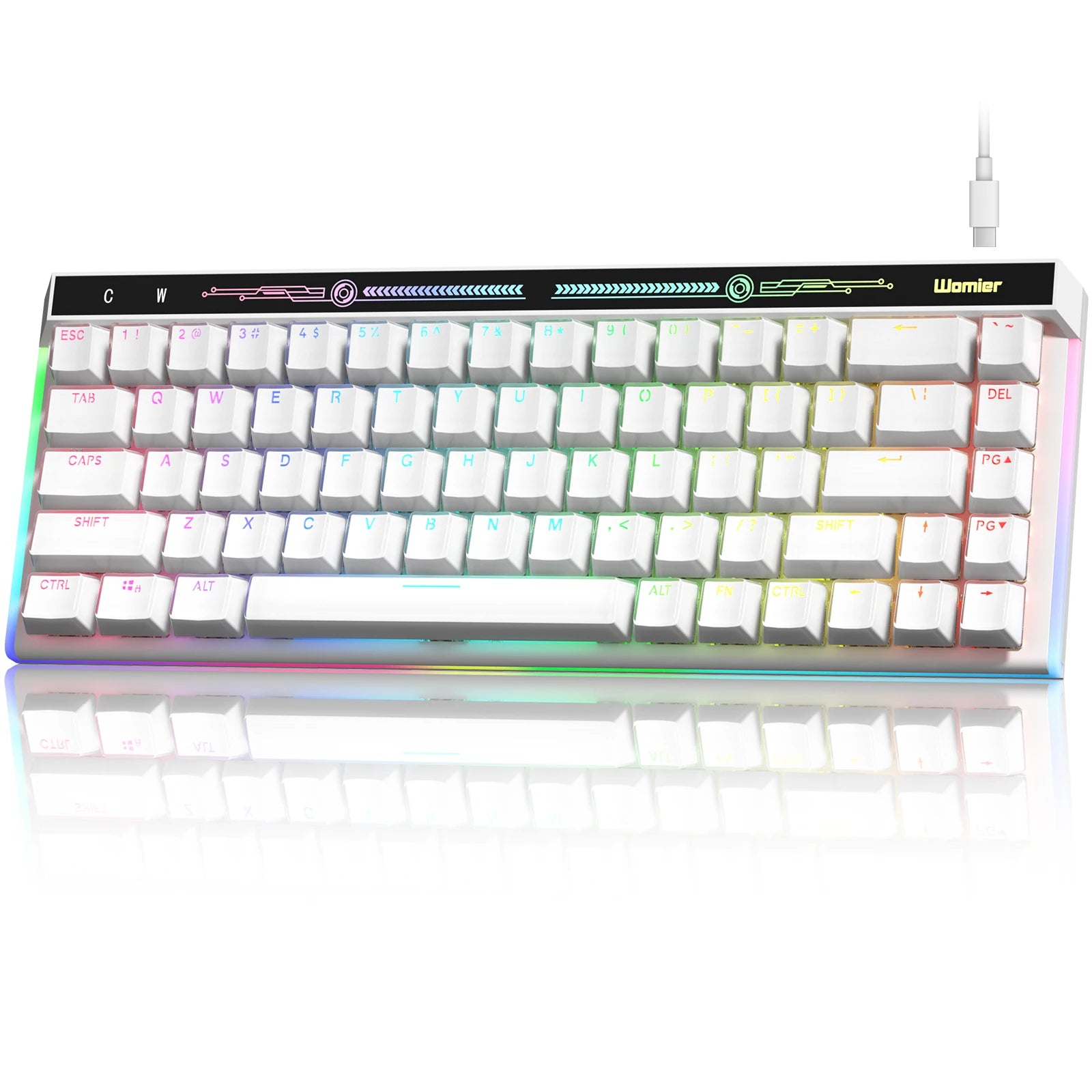 Womier VK75 Wired Mechanical Keyboard 75% Custom Hotswap with Knob RGB Backlit Gasket Mount Gaming Keyboard Double Linear Switch
