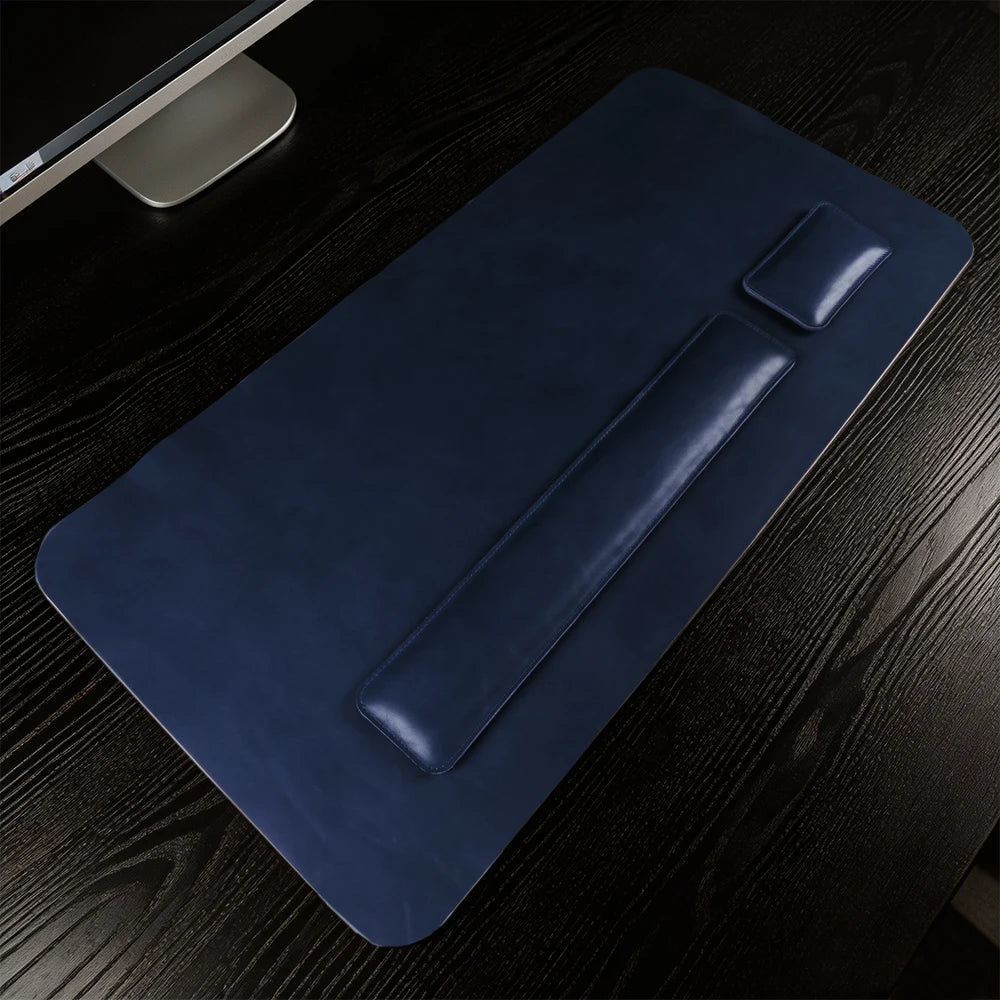 Handmade Top Grain Cowhide Genuine Leather Laptop Desk Mat Computer Retro Premium Luxury Oil Wax Leather Keyboard and Mouse Pads