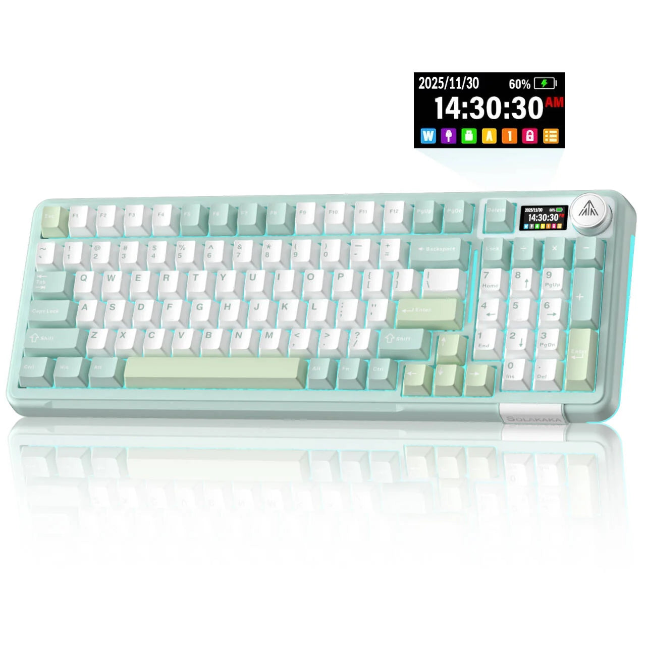 SOLAKAKA A99 Pro Mechanical Keyboard with LCD Screen Metal Knob Wireless Gaming Keyboard Hot Swappable Creamy Keyboard