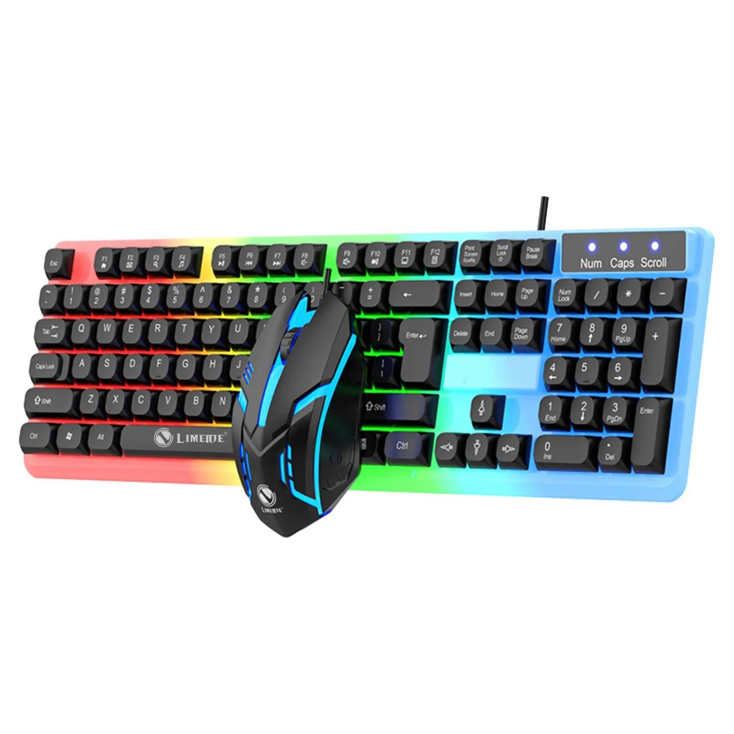 Mechanical Feel Keyboard and Mouse Set, with RGB LED Backlight, USB Wired - 104 Keys - Ideal Choice for Gaming and Office