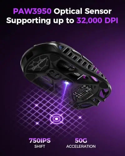 NEW GravaStar Mercury X Pro Wireless Gaming Mouse, Come with 8K Dongle – 32,000 DPI PAW 3950 Sensor, 8,000Hz Polling Rate