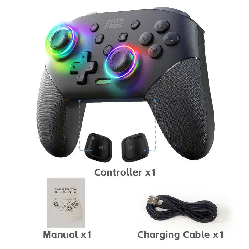 Wireless Gaming Controller Dual Shock Gamepad for Switch PC Android iOS Ergonomic Handle with Phone Clip and Joystick Accessory